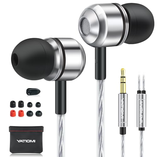 Wired Earbuds, in-Ear Headphones Wired with Pure Bass Sound, Noise Isolating 3.5mm Headphones Earbuds Cord, Lightweight Cord Earphones for Samsung,iPhone, Laptop,Tablet, MP3 and Other 3.5mm Devices
