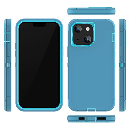Sansunto for iPhone 16e Case, Protective Cover for 13, 14, 15, 16E 6.1", Heavy Duty Shockproof Drop Proof 3 in 1 Silicone Rubber Cover, Rugged Hybrid Durable Phone Cases for Men (Teal/Turquoise) - color: Teal/Turquoise