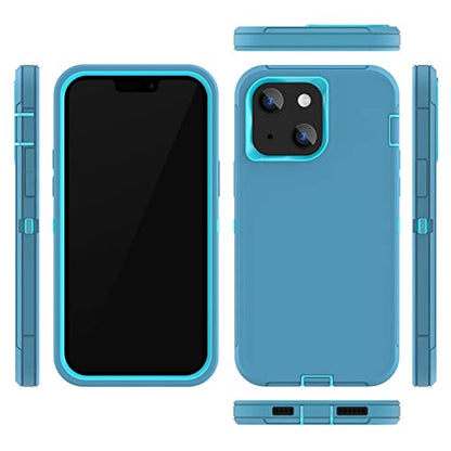 Sansunto for iPhone 16e Case, Protective Cover for 13, 14, 15, 16E 6.1", Heavy Duty Shockproof Drop Proof 3 in 1 Silicone Rubber Cover, Rugged Hybrid Durable Phone Cases for Men (Teal/Turquoise) - color: Teal/Turquoise