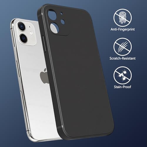 FanTEK Phone Case Compatible with iPhone 12 Case, Anti-Scratch & Fingerprint Phone Case Protective Cover, Matte Black - size: iPhone 12