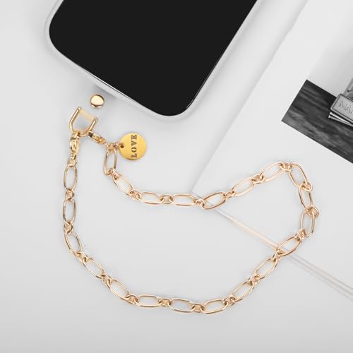 Phone Charm Detachable Metal Cellphone Wrist Strap for Women Girls, Cell Phone Lanyard - color: Aa-gold