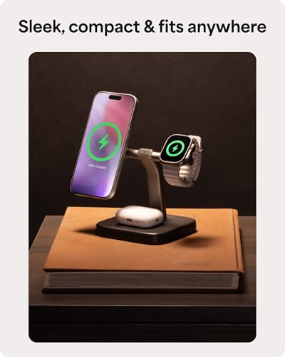 Mophie 3-in-1 Wireless Charging Stand - Qi2-Certified w/Up to 15W Power - color: Black, size: 3-in-1 Charging Stand