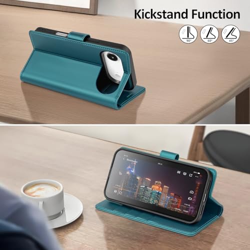 Shieldtop Compatible with MagSafe iPhone 17 Air Wallet Case,Blue Green | 2 in 1 Detachable Magnetic,Credit Card Holder Slots,RFID Blocking,PU Leather,Kickstand,Flip Folio Phone Cover for Men & Women - color: Blue Green, size: iPhone 17 Air - 6.6"