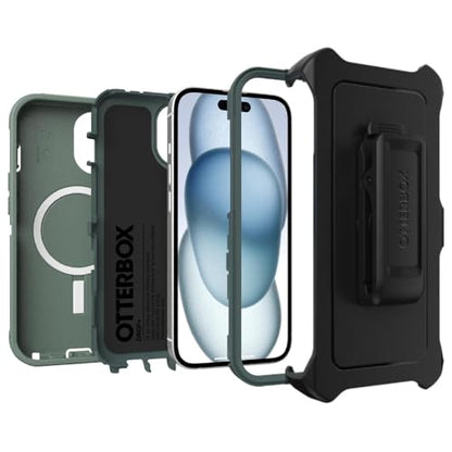 OtterBox iPhone 17e & iPhone 16e (Only) - Defender Series MagSafe Case - Forest Ranger - Built-in Magnets - Screenless - Rugged & Durable - with Port Protection - Holster Clip Included - color: Forest Ranger (Green), style: MagSafe