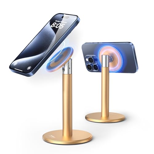 Nulaxy Magnetic Full Aluminum Cell Phone Stand with 360 Rotating, Gold - color: F-Gold