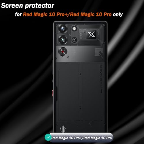 2 Pack Compatible with Nubia Red Magic 10 Pro/10 Pro+ Back screen protector Tempered Glass,9H Hardness, Anti-Scratch, HD Clear Film, easy to install,Case Friendly,Back Screen Protector - size: for Red Magic 10 Pro/10 Pro+