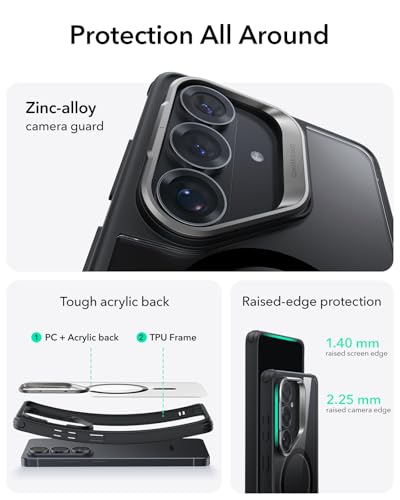 ESR for Samsung Galaxy S26 Ultra Phone Case with Stash Stand, Compatible with MagSafe, Military-Grade Protection, Magnetic Case for Samsung Galaxy S26 Ultra, Scratch-Resistant Back Cover, Clear Black - color: Clear Black