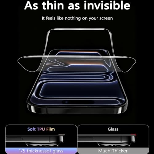 3 Pack Screen Protector for iPhone 14 Plus, HD Clear Flexible TPU Hydrogel Film [Not Glass], Full Coverage, Anti-Scratch, Self-Healing Protective Film, Sensitive Touch, Easy Installation