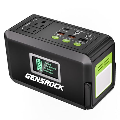 GENSROCK Portable Power Station 120W, Power Bank with AC Outlet 24000mAh - color: Black Green