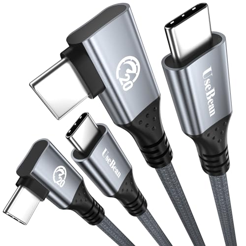 USB C Right Angle Cable 240W 15ft 2Pack, USB C 3.2 Gen 2x2 Data Cable - color: Grey, size: 15ft+15ft