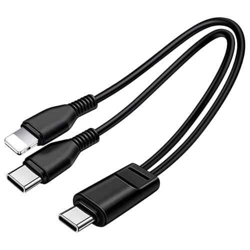 3.3FT Multi Type C Splitter Cable,2 in 1 Multi Charging Cable,Black - size: 3.3FT, style: Lightning + Type-C