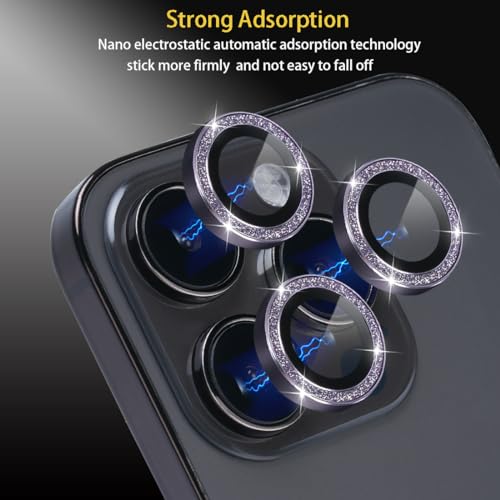 Camera Protector for iPhone 14 Pro/14 Pro Max Glitter Deep Purple - color: Glitter Deep Purple