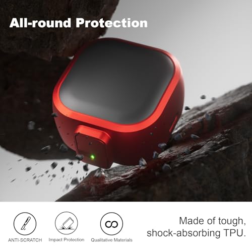 for Samsung Galaxy Buds 4 Pro/Buds 4 Case (2026) with Secure Safety Lock Clip,Shockproof Scratch-Resistant Hybrid PC+TPU Soft Shell Protective Cover Accessories with Carabiner&Cleaning Pen(Red) - color: Red Edge-Black