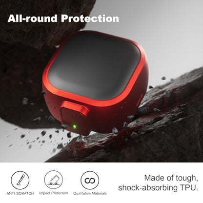 for Samsung Galaxy Buds 4 Pro/Buds 4 Case (2026) with Secure Safety Lock Clip,Shockproof Scratch-Resistant Hybrid PC+TPU Soft Shell Protective Cover Accessories with Carabiner&Cleaning Pen(Red) - color: Red Edge-Black