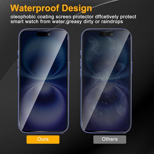 3 Pack Privacy Screen Protector for iPhone 16 / iPhone 15 / iPhone 15 Pro, Anti Spy Tempered Glass 9H Hardness, Black Protector Anti Spy, Bubble Free, Anti-Scratch - size: iPhone 16/15/15 pro FK3