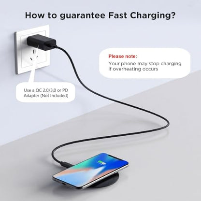 15W Wireless Charger Fast Charging Pad Compatible with T-Mobile REVVL 7 PRO 5G (ONLY for 7 PRO), Slim Quick Charge