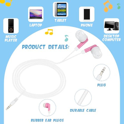 Xuhal 200 Pcs Wired Earbuds Classroom Bulk Earphone School, 5 Colors - color: 5 Colors
