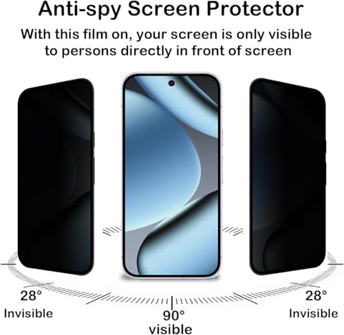 CJY For Google Pixel 10 Pro XL Privacy Screen Protector, 2+2 Pack Tempered Glass with Camera Lens Protector, 3D Curved HD Clear, Case Friendly, 9H Scratch Resistant, Fingerprint Unlock Compatible - color: Google Pixel 10 Pro XL Privacy