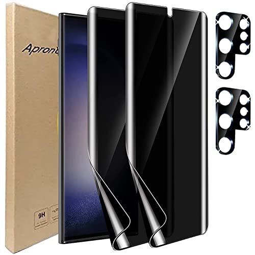 2+2 Pack for Samsung Galaxy S25 Ultra Screen Protector Privacy Film [Not Glass] With Camera Lens Protector, Easilier Fingerprint Unlock, Anti-Spy Flexible,Full Coverage，Anti-Scratch Shock-Resistant - size: S25 Ultra