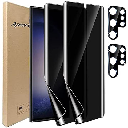 2+2 Pack for Samsung Galaxy S25 Ultra Screen Protector Privacy Film [Not Glass] With Camera Lens Protector, Easilier Fingerprint Unlock, Anti-Spy Flexible,Full Coverage，Anti-Scratch Shock-Resistant - size: S25 Ultra