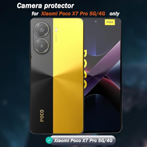 1 Pack Camera Lens Frame for Xiaomi Poco X7 Pro 5G/4G, 9H Glass Screen Protector Anti-Scratch, Tempered Glass Metal Individual Camera Cover Accessories for Xiaomi Poco X7 Pro 5G/4G,Black - size: for Xiaomi Poco X7 Pro 5G/4G