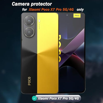 1 Pack Camera Lens Frame for Xiaomi Poco X7 Pro 5G/4G, 9H Glass Screen Protector Anti-Scratch, Tempered Glass Metal Individual Camera Cover Accessories for Xiaomi Poco X7 Pro 5G/4G,Black - size: for Xiaomi Poco X7 Pro 5G/4G
