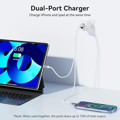 BENFEI 33W GaN USB C Fast Charger, 2-Port Two-Tone Compact Wall Charger Block, Portable Travel Charger for iPhone 17/16/15, Galaxy S25/S24/S23, Pixel 10/9/8, iPad, AirPods, MacBook, Steam Deck - color: White