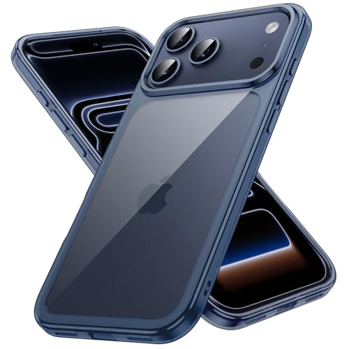 JETech Case for iPhone 17 Pro, Anti-Yellowing, Deep Blue | Shockproof Protection, Scratch Resistant Hard PC Back, Durable Transparent TPU Bumper - color: Deep Blue, size: iPhone 17 Pro