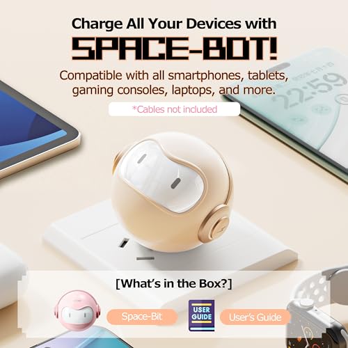 Cute 30W USB C Night Light Wall Charger Space Bot GaN Fast PD Charging Block - Touch Dimmable LED Lamp Power Adapter for iPhone 16, 15 Pro Max, Galaxy S24, iPad, MacBook Air (Beige) - color: Beige