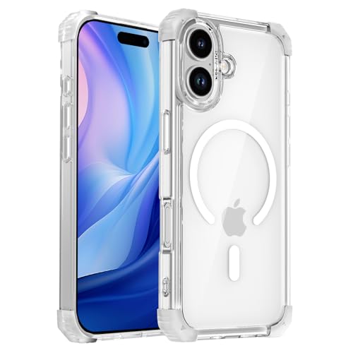 Magnetic Clear Case for iPhone 17 Case Crystal Clear, [Anti-Yellowing][Military-Grade Protection], Shockproof Protective Bumper Cute Transparent Slim, Compatible with MagSafe, Clear White - color: Clear, size: for iPhone 17