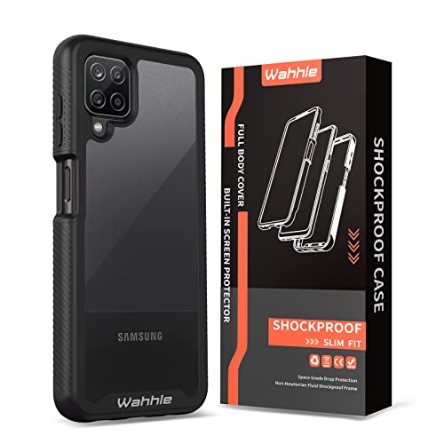 Compatible with Samsung Galaxy A12 Case, Built in Screen Protector Full Body Shockproof Slim Fit Bumper Protective Phone Cover for Samsung A12 Men Women-Black/Clear - size: Samsung A12
