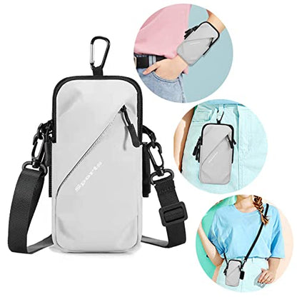 Prime Comfort Phone Holder, Small Crossbody Shoulder Holsters Bag with Arm Band, Fits iPhone and Android, Use for Running, Walking, Hiking & Biking (6.7 Inches, Grayish White) - color: Grayish white