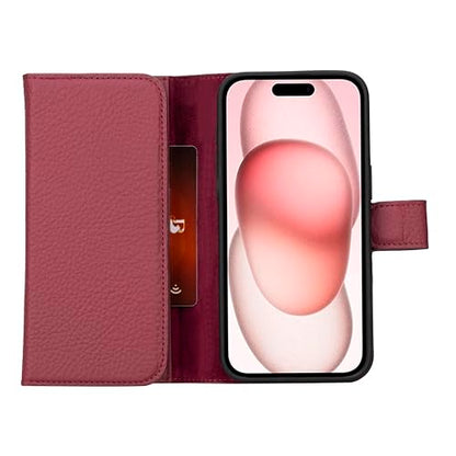 Bayelon Wallet Case for iPhone 15 Pro Max, Trifold Leather Wallet, Detachable Magnetic Flip Folio Cover, Card Holder, iPhone 15 Pro Max Wallet Case, MagSafe Compatible, RFID Blocking (Burgundy) - color: Burgundy, size: iPhone 15 Pro Max
