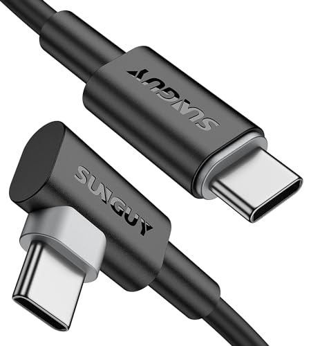 SUNGUY USB-C to USB-C Cable, 2 Pack 4FT Right Angle 60W PD Charger for iPhone 17 16 15 Pro Max, Galaxy S23/S21/Fold 3, MacBook Air/Pro, iPad Pro 2020 - color: Black, size: 4ft