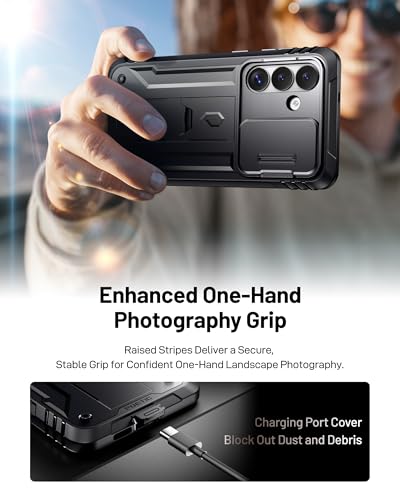 Poetic Revolution Case for Samsung Galaxy S26 Plus, [Slide Camera Cover], [20FT Mil-Grade Drop Tested], Full-Body Military Grade Rugged Dual-Layer Shockproof Cover with Kickstand, Black - color: Black, size: Galaxy S26 Plus