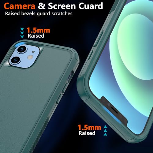 Diverbox for iPhone 12 case,iPhone 12 Magnetic case [with Screen Protector Camera Lens Protector ] 2 Pack [15 FT Military Grade Drop Protection] Heavy Duty Shockproof Phone Case (Dark Green) - color: Magnetic Dark Green