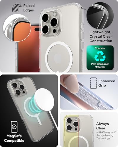 ZAGG Crystal Palace Snap Case for iPhone 16 Pro Max – Military-Grade 13ft Drop Protection, MagSafe Compatible, Crystal Clear, Anti-Yellowing, Graphene-Reinforced, Made from Recycled Materials - size: iPhone 16 Pro Max, style: With Magsafe