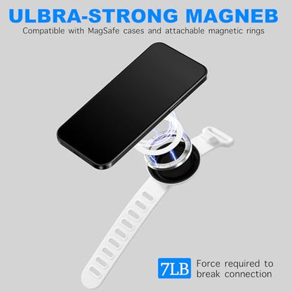 Stroller Phone Holder Universal Phone Holder for Stroller Strong magnetic phone holder with adjustable strap, stable and safe, compatible with fitness equipment, strollers, shopping carts, White - color: White