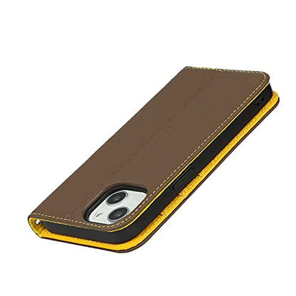 iCoverCase Compatible with iPhone 13 Wallet Case with Credit Card Holder and Wrist Strap, RFID Blocking Genuine Leather Flip Magnetic Phone Cover 6.1 Inch (Brown) - color: 1-Brown (No Headphone Storage Belt), size: iPhone 13