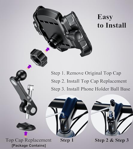 BRCOVAN Bike Fork Stem Phone Mount Holder [Camera Friendly] [1s Locking]