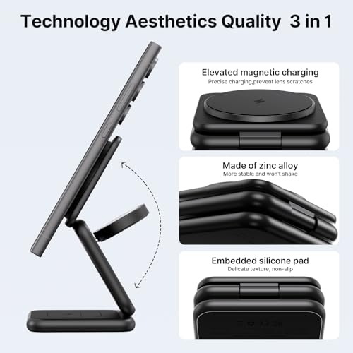 KU XIU 3 in 1 Charging Station for Samsung Phone Watch Buds - color: Black