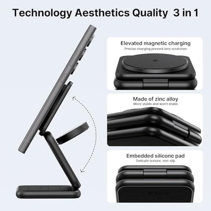 KU XIU 3 in 1 Charging Station for Samsung Phone Watch Buds - color: Black