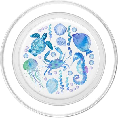 Cute Sea Ocean Life Turtle Crab Seahorse Fish Watercolor PopSockets PopGrip for MagSafe - style: Magnetic PopGrip