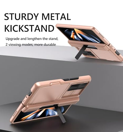 GBEE for Galaxy Z Fold 4 Case with Kickstand & Hinge Protection, Rose Gold - color: Gold