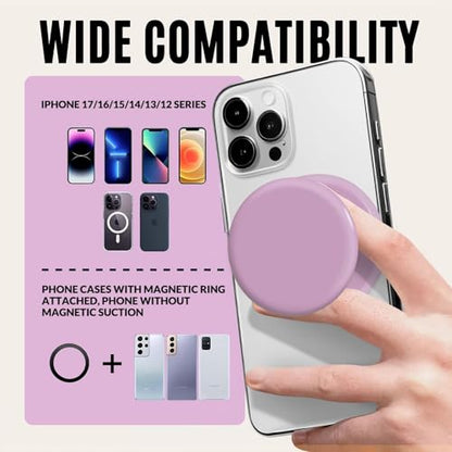 for MagSafe Phone Grip,Soft Silicone Magnetic Collapsible Cell Phone Finger Grip for iPhone 17/16/15/14/13,12 and Smartphones Tablets - Purple - color: Purple