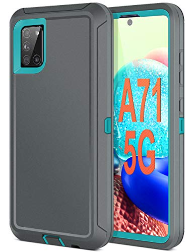 Jelanry for Samsung Galaxy A71 5G Case Heavy Duty & Rugged Cover, Grey/Blue | Dual-Layer Protective Hard Back Cover with Anti-Dust Scratch Raised Screen/Camera Lips Drop Protection for Outdoor Daily Use - color: Gray