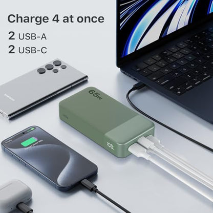 NOBIS Portable Charger 20000mAh 65W Power Bank Fast Charging - color: Green
