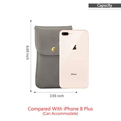 Cell Phone Neck Pouch, PU Leather Carrying Bag with Credit Card Holder Adjustable Strap, Small Travel Purse for iPhone 11 XR XS Max SE 8 7 6 Plus, Galaxy S10 S7 Edge A10 J7, Moto G6 (Gray) - color: 01 Gray