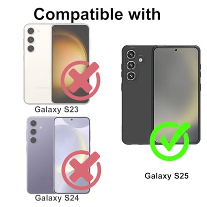 TENOC Phone Case for Samsung Galaxy S25, Black Case Anti-Fingerprint Protective Bumper Matte Cover - color: Black, size: S25