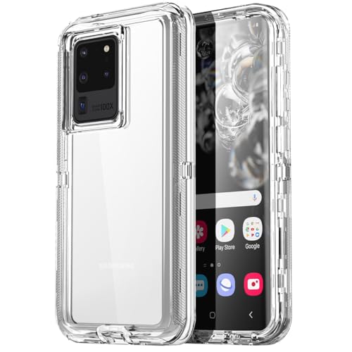 AICase for Samsung Galaxy S20 Ultra Case Clear 3 in 1 Heavy Duty Drop Protection Full Body Rugged Shockproof/Dust Proof 3-Layer Military Protective Tough Durable Cover for Galaxy S20 Ultra 6.9"_1 - color: Clear, size: Samsung Galaxy S20 Ultra